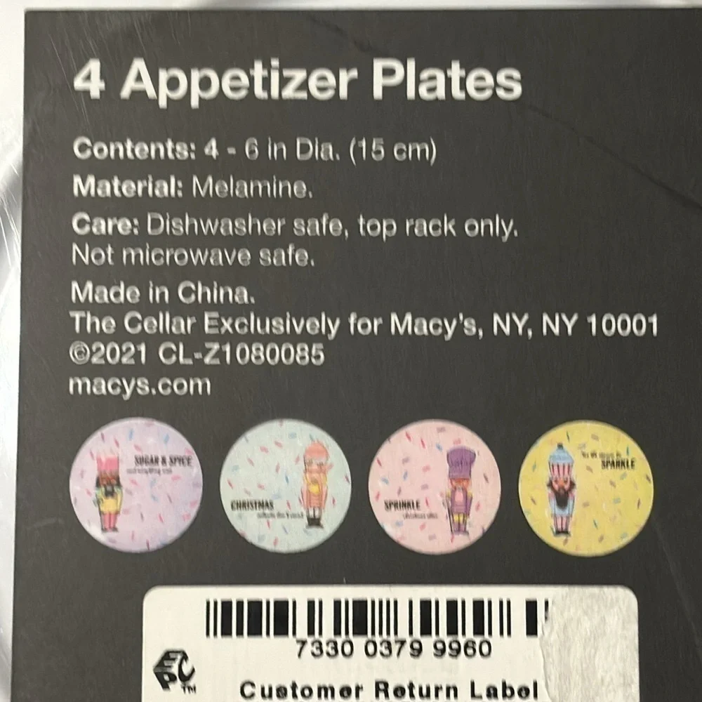 Nutcracker CHRISTMAS MELAMINE Appetizer Plates Set of 4 NEW